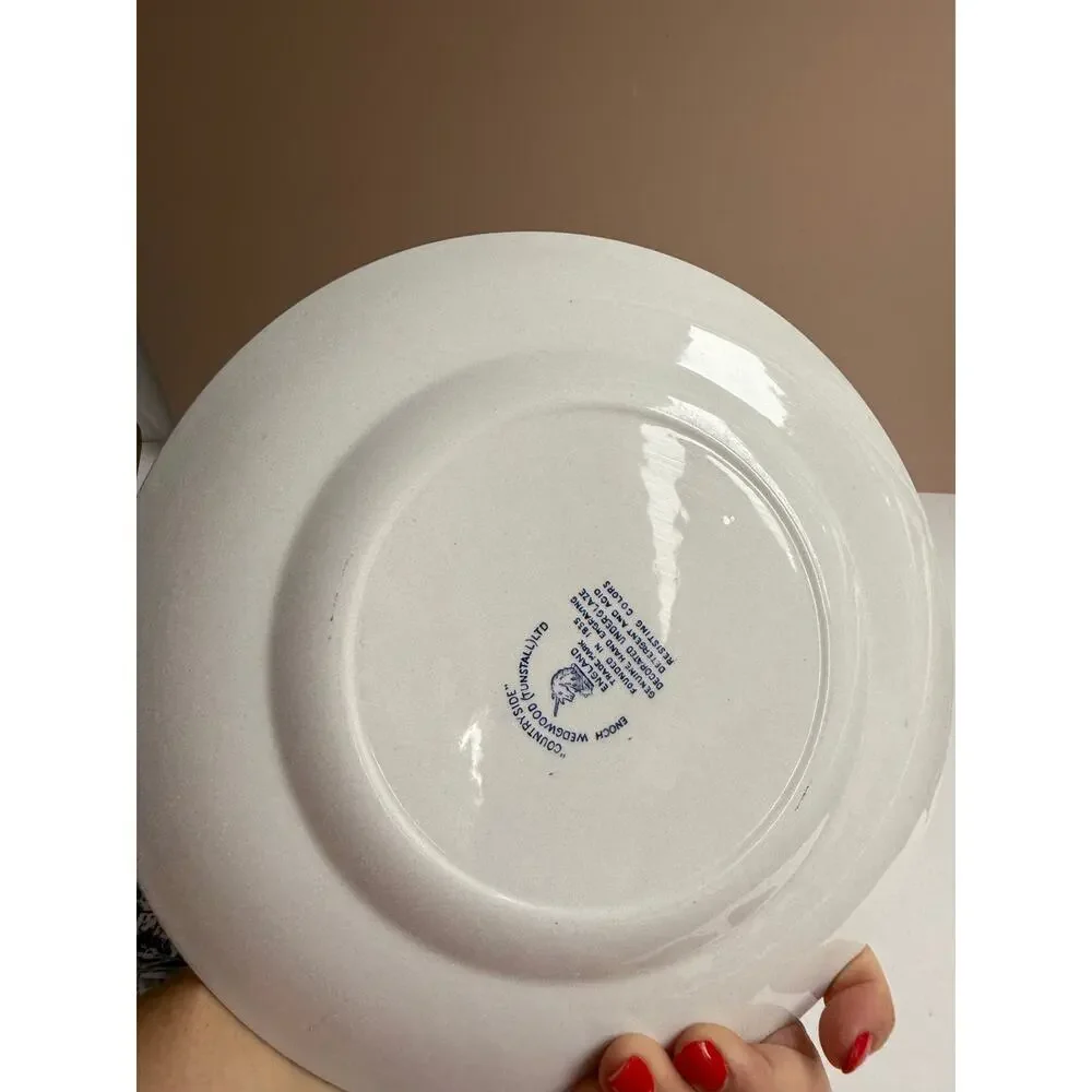 Vintage Wedgwood Dinner Plates Set of 4 Blue Transferware 